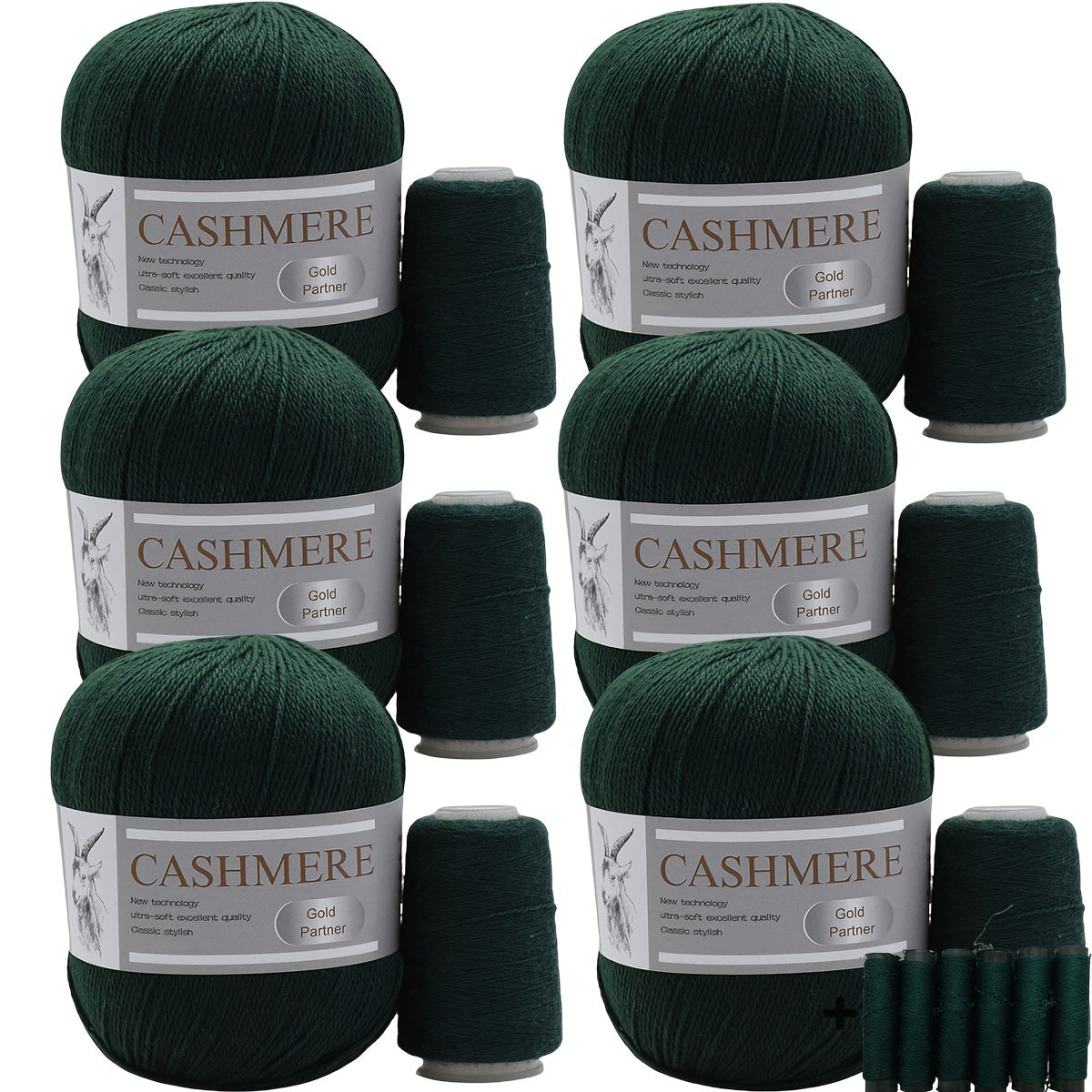 Luxurious Cashmere Yarn Set for Knitting and Crocheting Multicolored 6-Pair Bundle