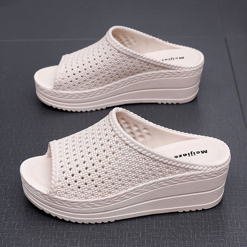 Женские сабо на танкетке с толстой подошвой для улицы, без застежки, для свадьбы и путешествий