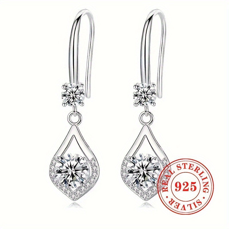 Sterling Silver Dangle Earrings for Women Zirconia Drop Jewelry for Parties
