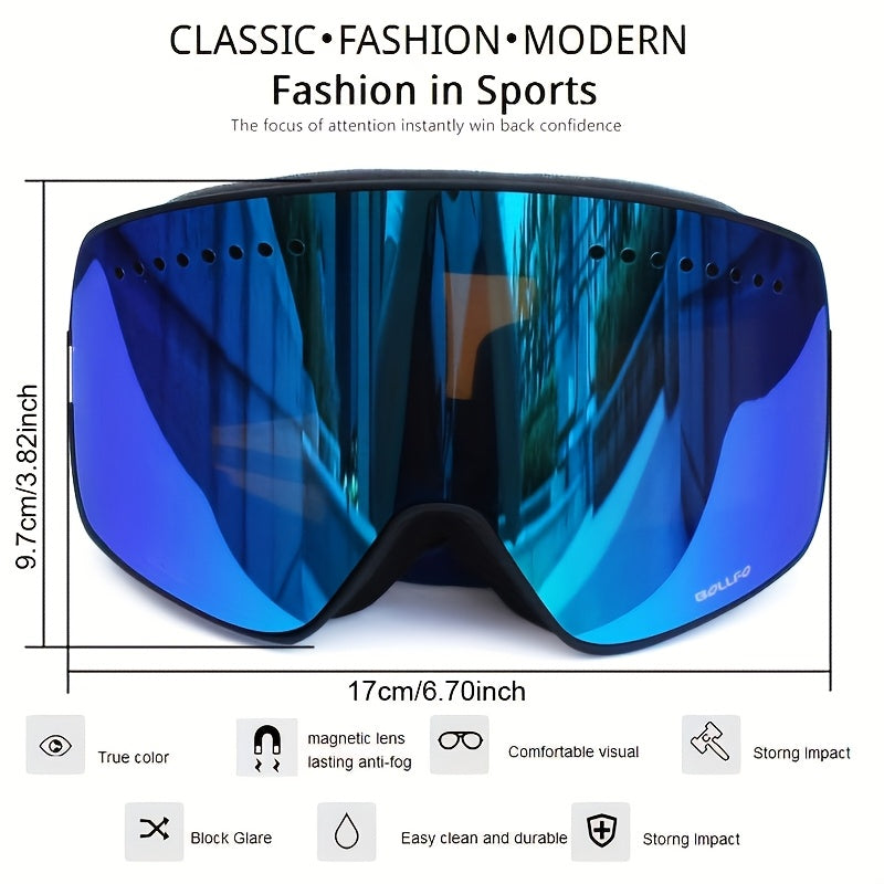 Adult Ski Goggles Mirrored Double Layer Lens TPU Frame for Snowboarding and Ice Skating