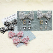 Women Shoe Charms Set With Rhinestone Bows, ABS Material Shoe Decorations