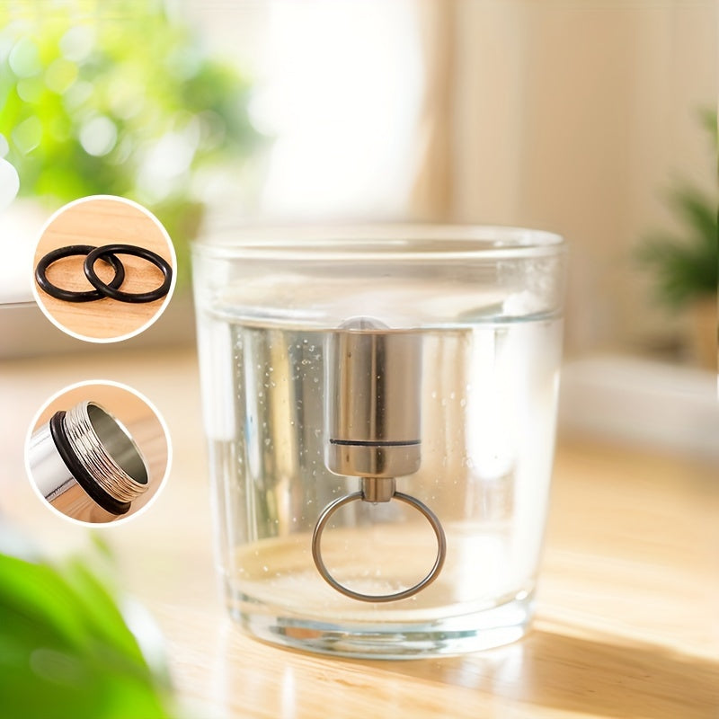 Portable Aluminum Pill Container Keychain Waterproof Small Travel Case