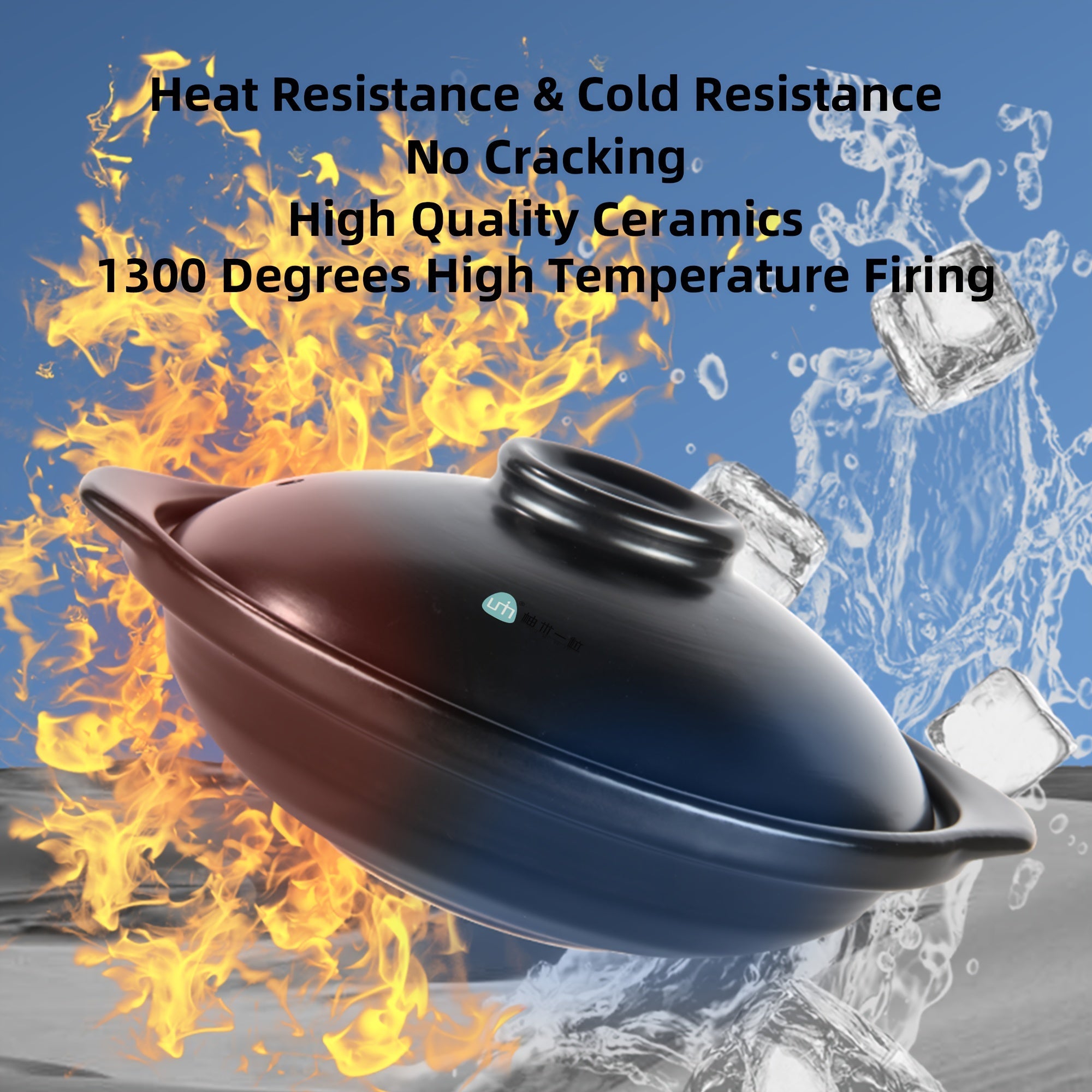 Ceramic Stew Pot Casserole Dish with Lid, Clay Earthen Cookware for Soup and Hot Pot