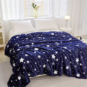 Meteor Shower Pattern Flannel Fleece Blanket for Couch Bed Cozy Lightweight Polyester