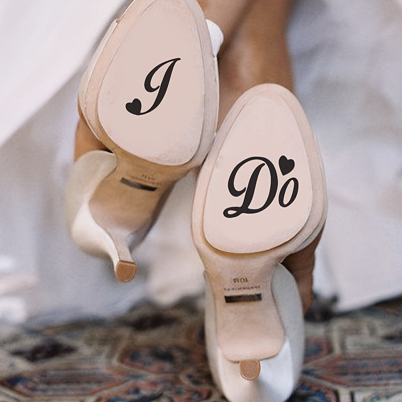 Bride and Groom Wedding Shoe Stickers - Party Decorations, White Vinyl