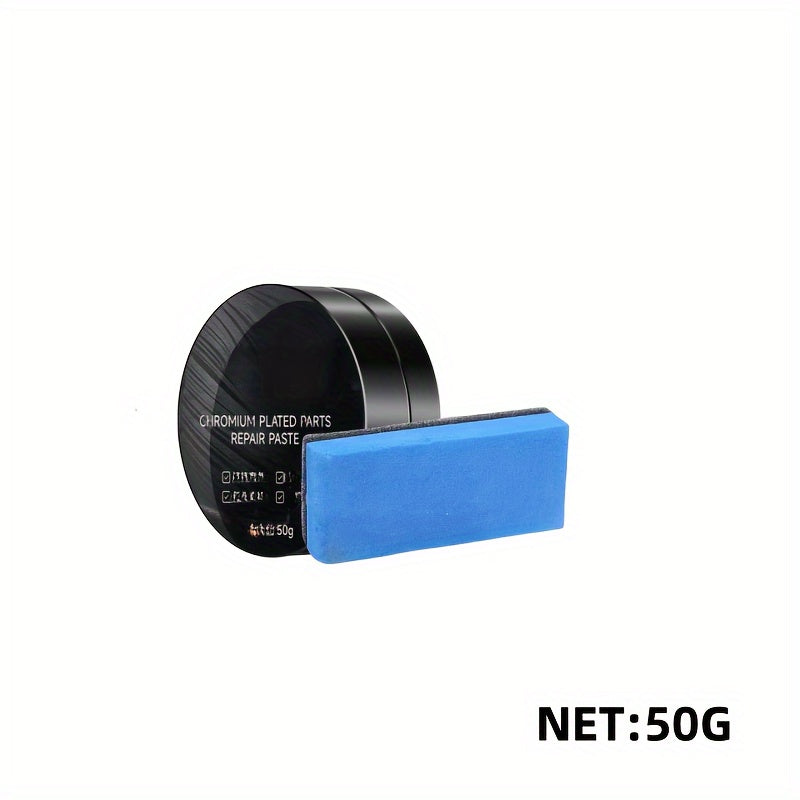 Kit de restauración de cromo para coche 50g con aplicador de esponja removedor de oxidación pulidor