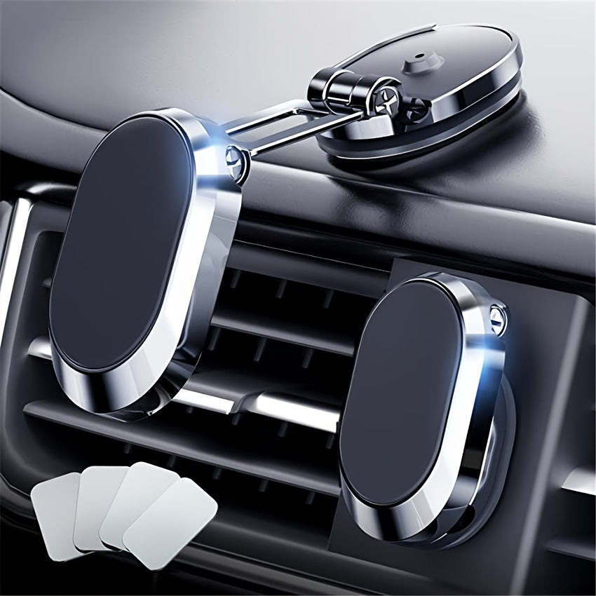 Universal Magnetic Car Phone Holder with 360° Rotation and Retractable Dashboard Mount