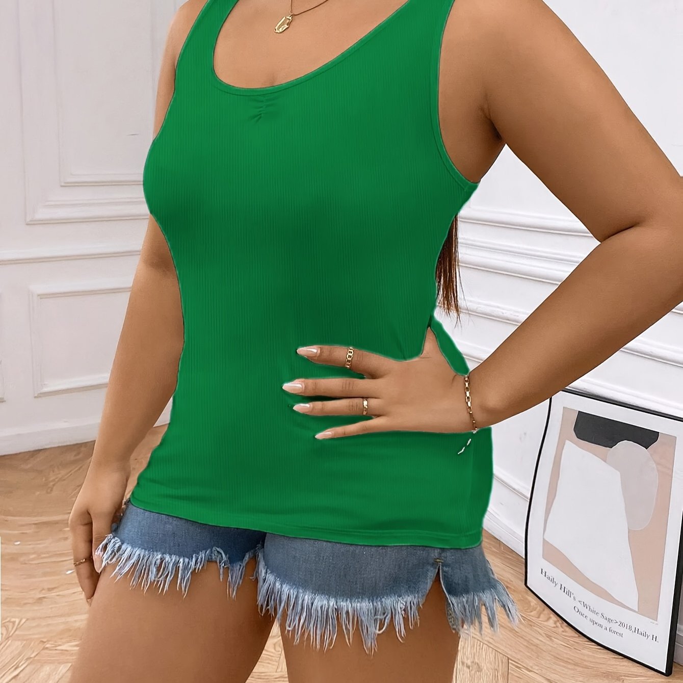 Plus Size Women's Cami Tank Top Off-Shoulder Ruched Stretchy Breathable