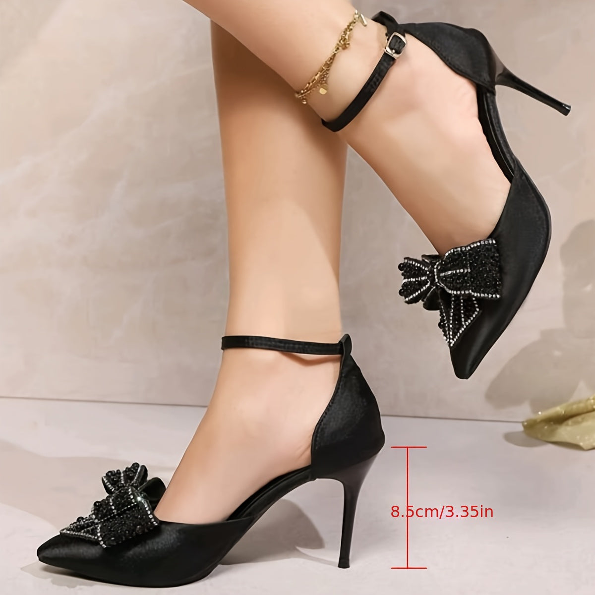 Women’s Faux Leather Bowknot Pointed Toe Heels for Weddings