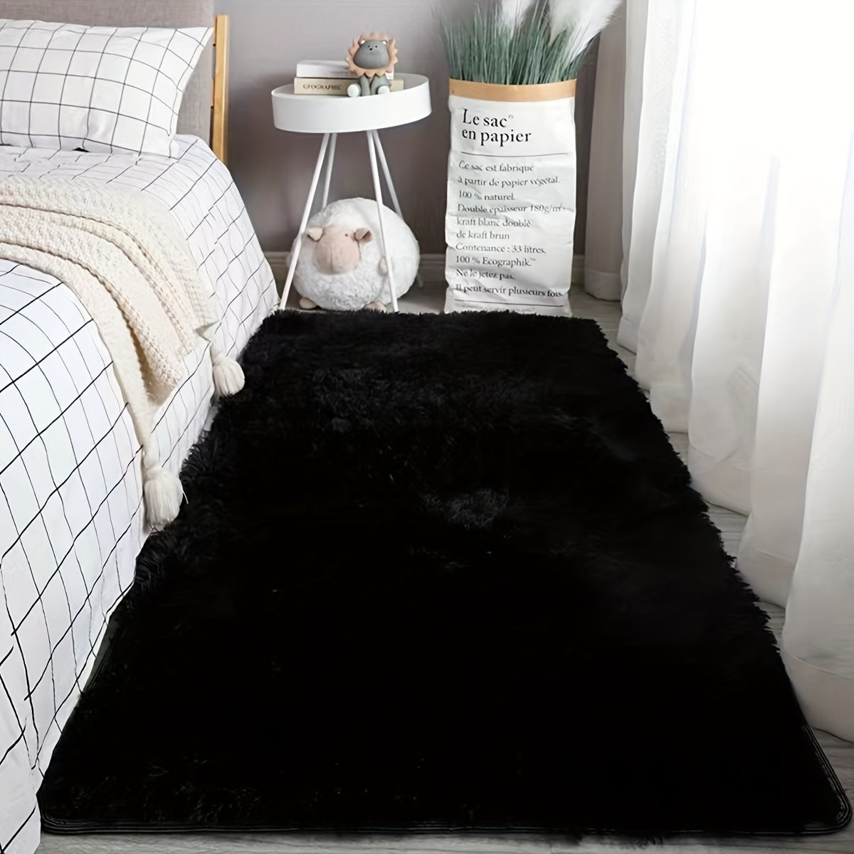 Round Fluffy Area Rug Mat for Living Room, Soft Plush Floor Covering