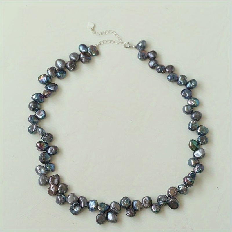 Grey Petal Pearl Necklace for Women Elegant Jewelry for Everyday and Special Occasions