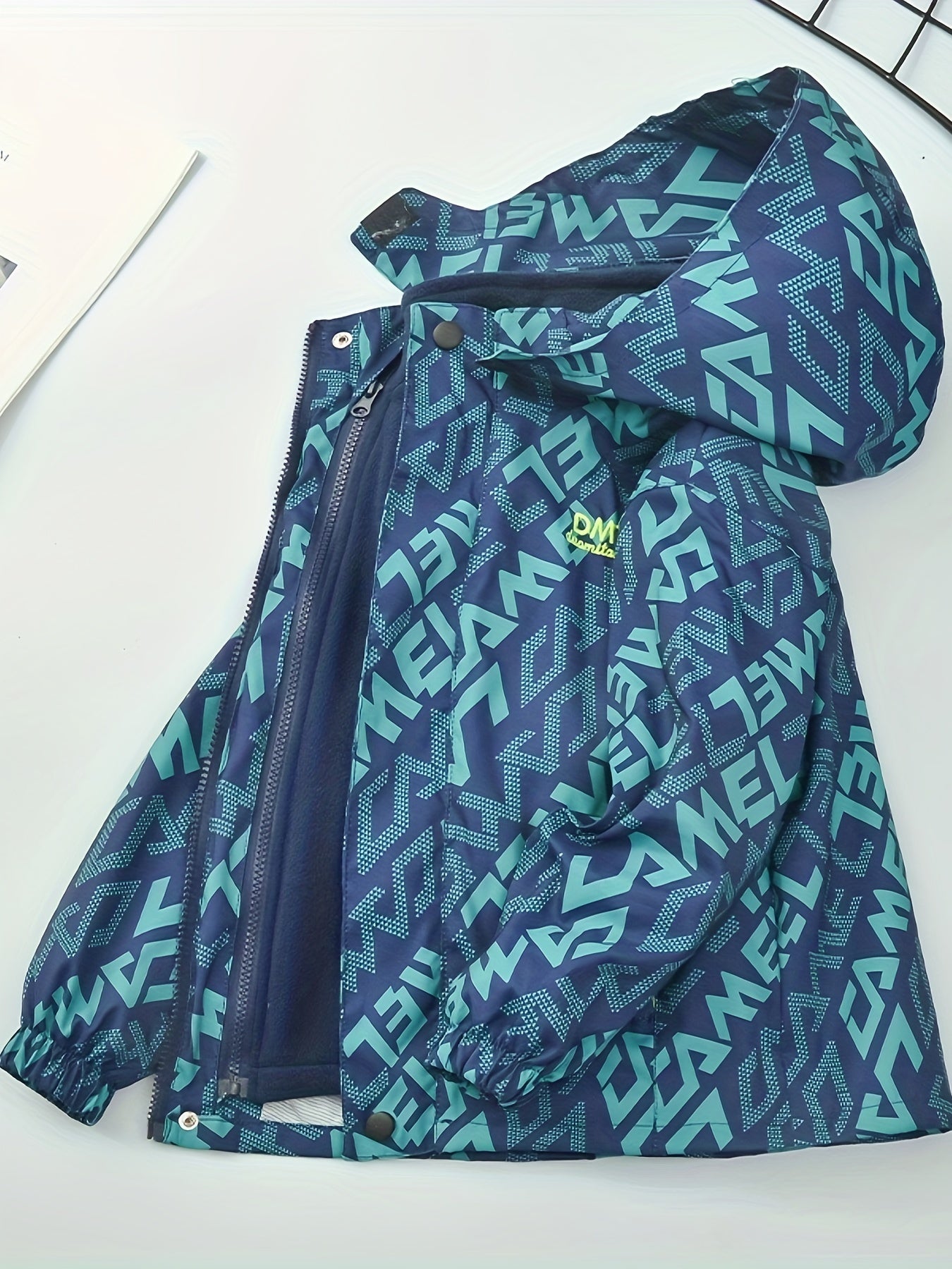 Детские мальчики длинные рукава флисовые куртки с принтом букв, застежка-молния, осень-зима, повседневные