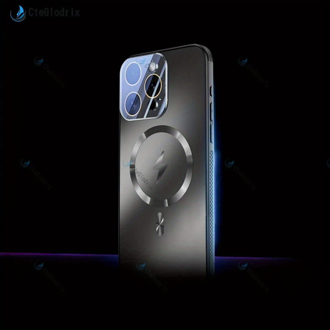 Titanium Metallic Matte Phone Case for iPhone Shockproof Wireless Charging Camera Lens Protection