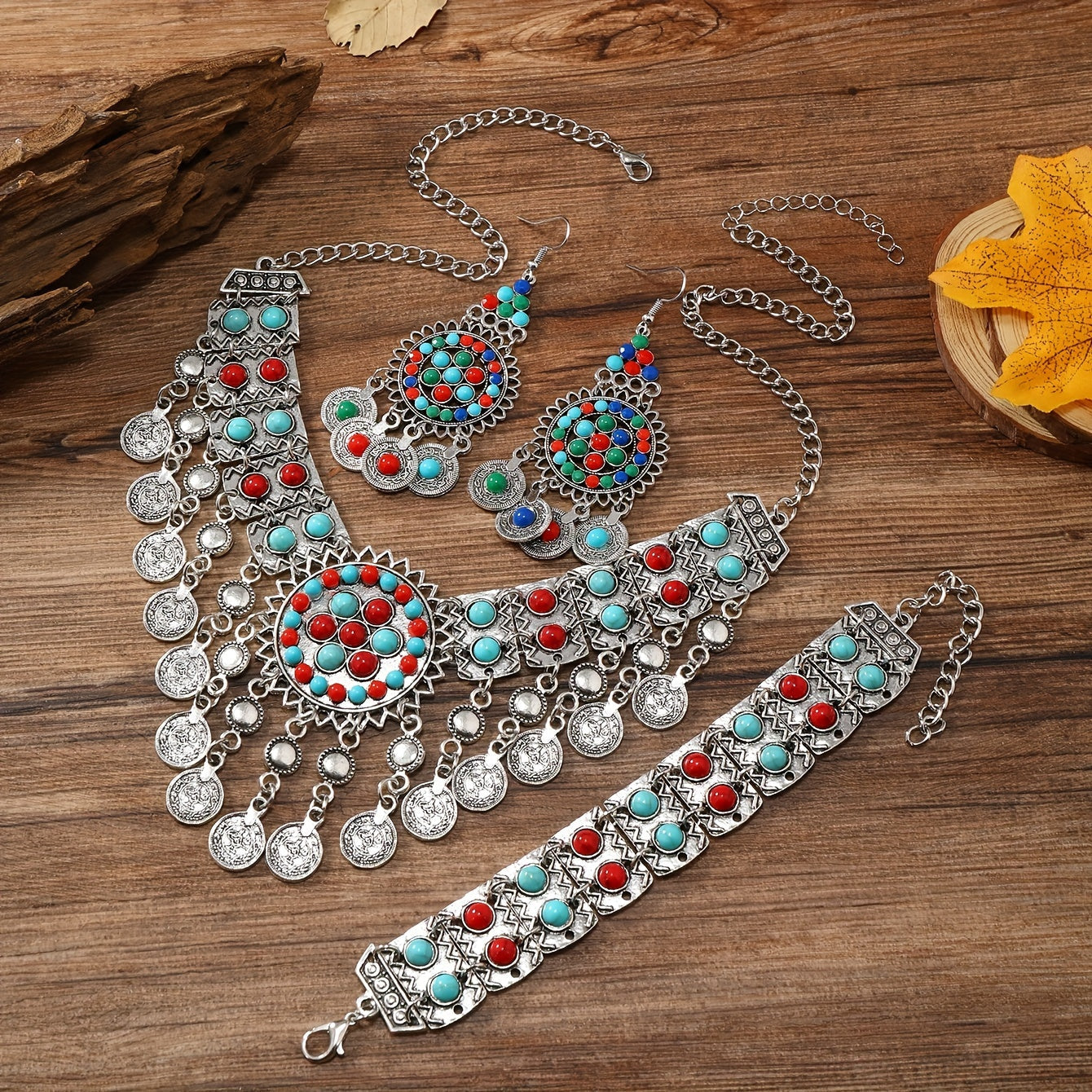 Ethnic Style Jewelry Set with Multi-Layer Tassel Coin Design in Zinc Alloy and Resin for Casual Parties or Dance Nights