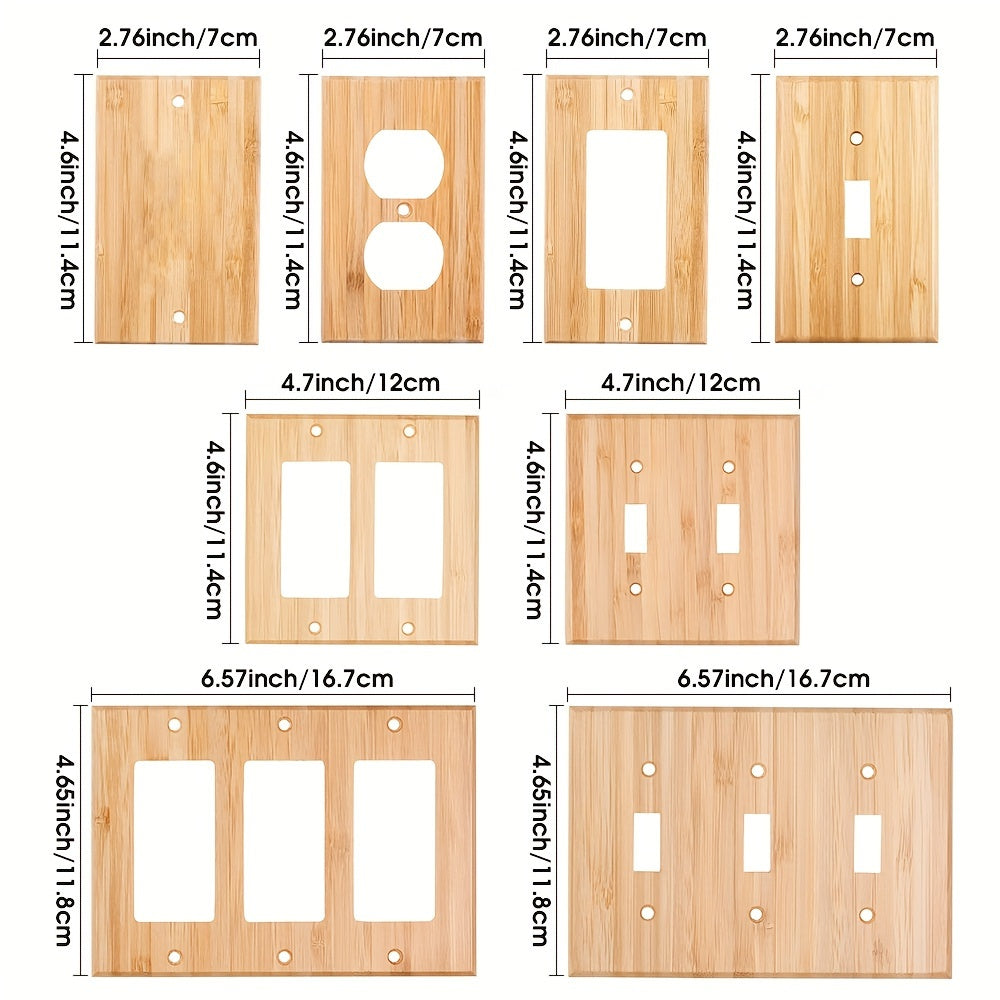 Solid Wood and Bamboo Wall Plate for Switches and Outlets Dual-Hole Design for Bedroom Kitchen Home