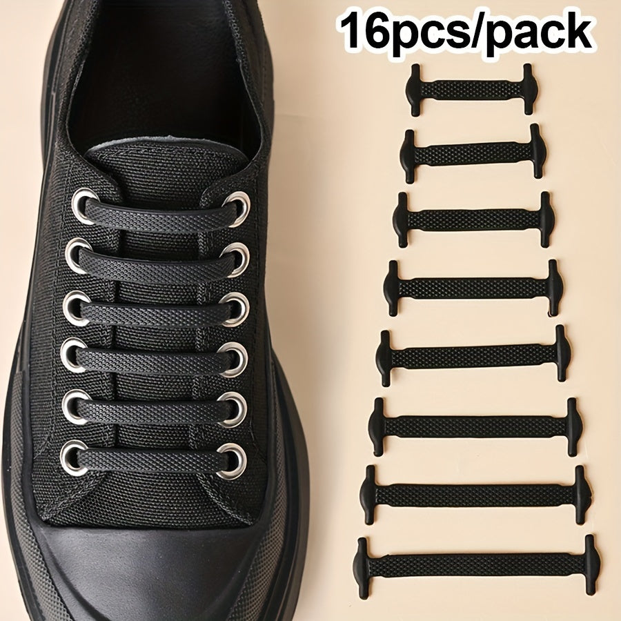 Unisex Silicone No Tie Shoelaces Creative Lazy Shoe Laces 16 Pairs