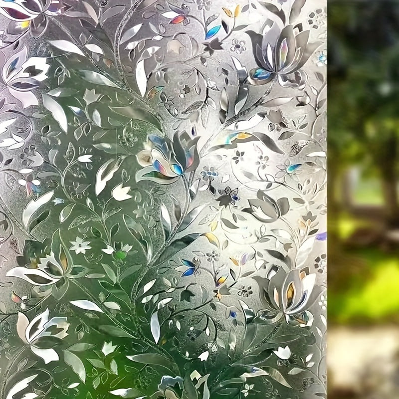 Rollo de película de vidrio con estampado de tulipanes coloridos para ventanas y decoración