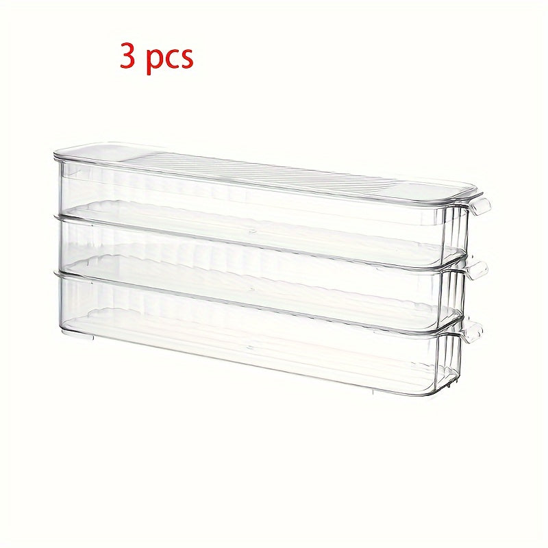 3pcs Clear Reusable Pet Plastic Storage Bins for Refrigerator Organizer