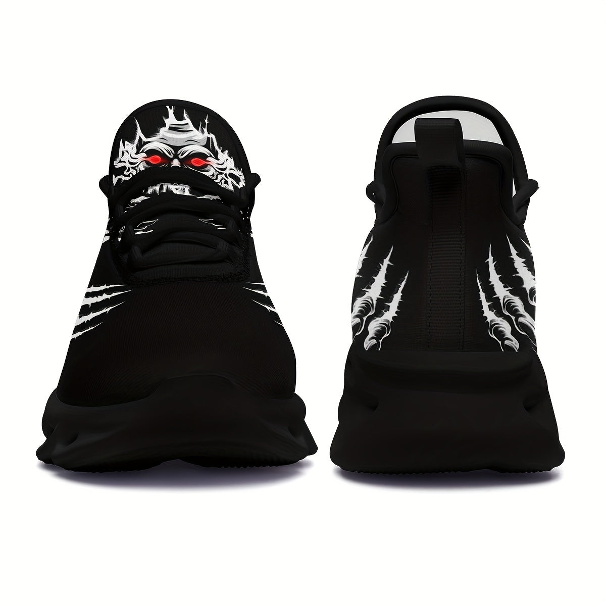 Erkaklar uchun katta o'lchamdagi bosh suyagi naqshli krossovkalar, ochiq havoda faoliyatlar uchun nafas oladigan va mustahkam.