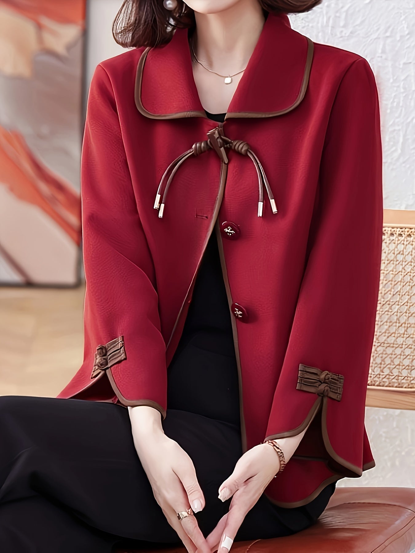 Women's Solid Color Polyester Coat for Spring and Fall Not Sheer Machine Washable