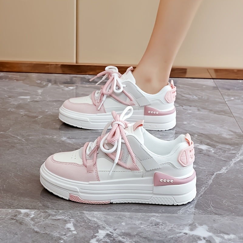 Women’s Fashion Sneakers Low Top Lace-Up Casual Shoes All-Season Man-Made