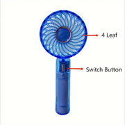 Portable Handheld Fan USB Rechargeable Quiet 3-Speed Compact Transparent