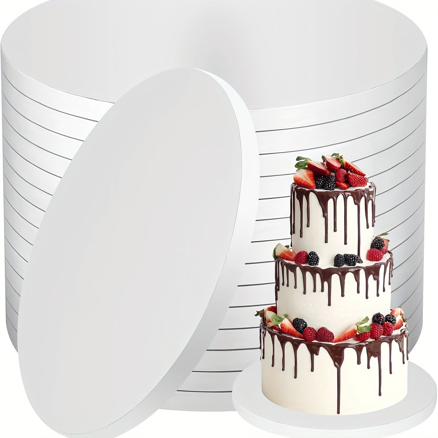 Two Pack 12-Inch Round Cake Boards 1/2 Inch Thick Corrugated Cardboard
