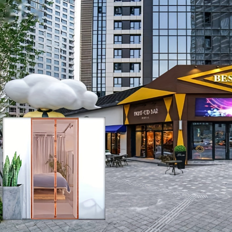 Black Fiberglass Door Curtain for Mosquito Protection Summer Magnetic Closure