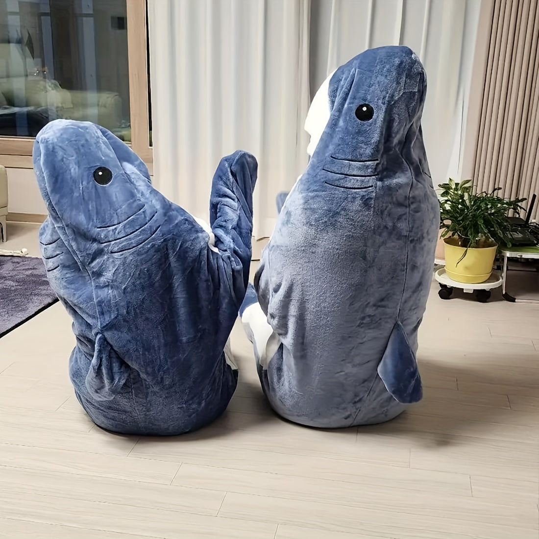 Manta wearable de franela azul para niños, niños y niñas, con tiburón, manta acogedora para dormir