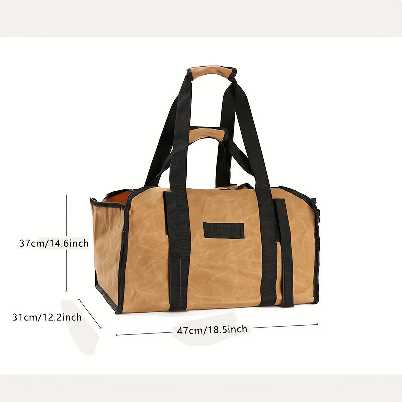 Durable Canvas Firewood Tote Outdoor Wood Storage Carrier for Camping and Holidays