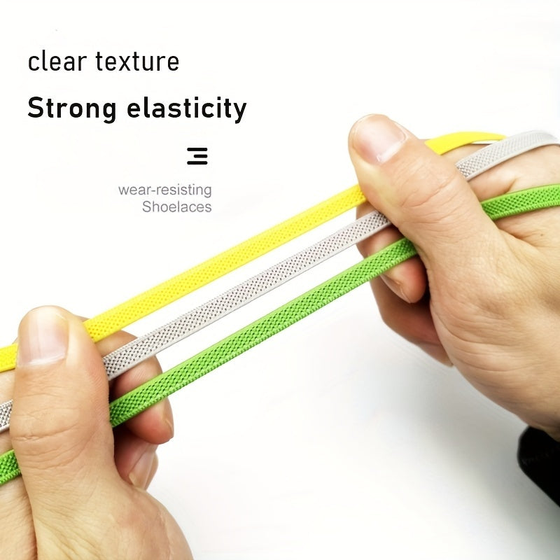 Unisex Elastic No-Tie Shoelaces Lazy Metal Lock Laces for Sports and Casual