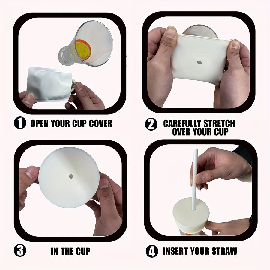 Set of 6 Silicone Drink Covers for Couples Reusable Straw Toppers Spill-Free Keeps Drinks Fresh Holiday Gift