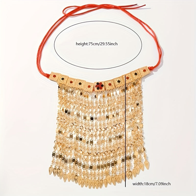 Antique Zinc Alloy Tassel Necklace for Women Gold Choker Festival Wedding Jewelry