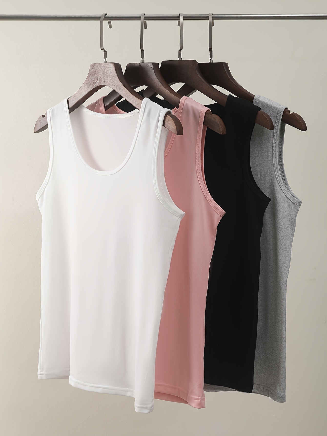 Women's Solid Color Camisoles 4-Pack Polyamide-Spandex Vests Adult Sizes
