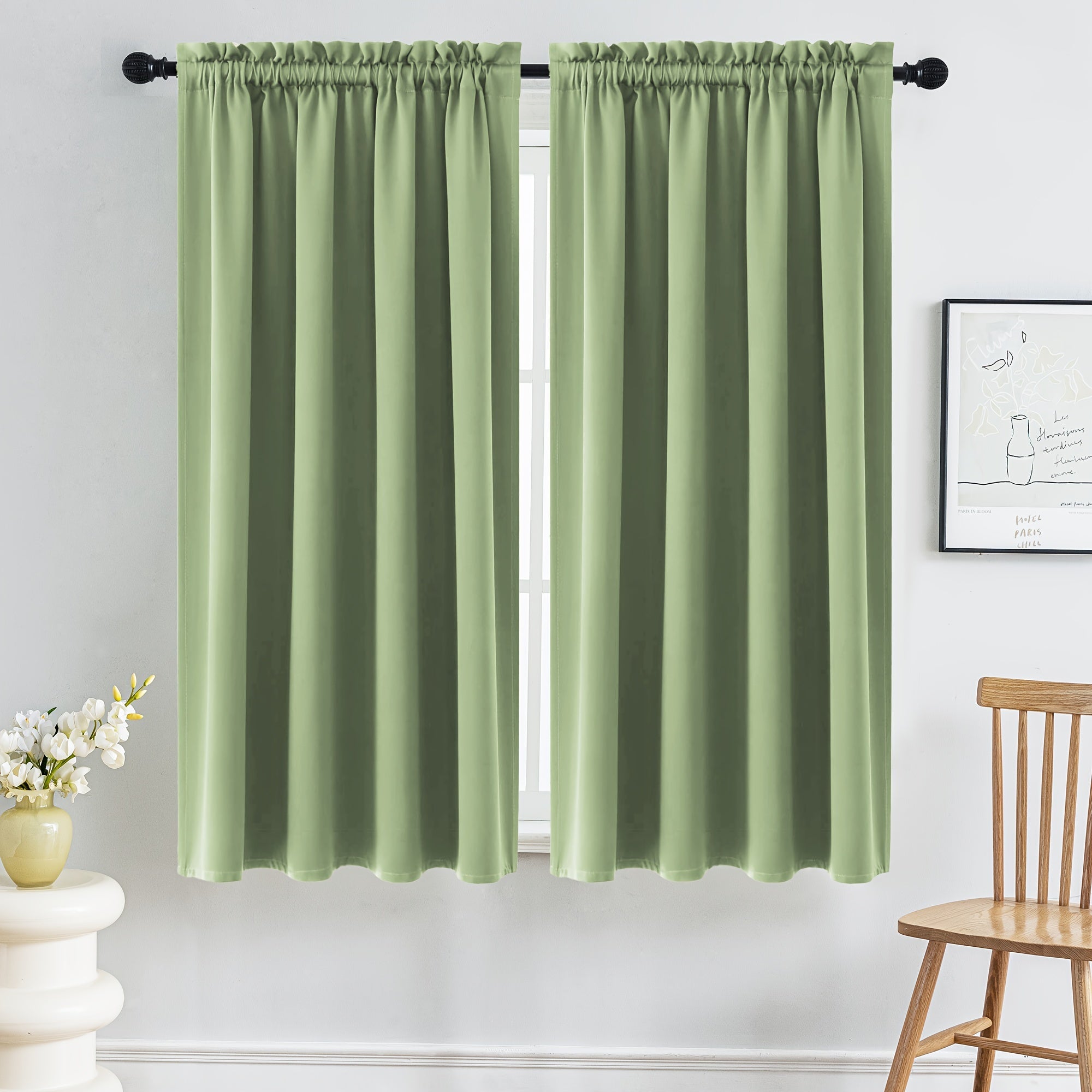 Набор из 2 штор Navy Blue Blackout с изоляцией, блокировкой УФ, устойчивых к выцветанию, с карманом для штанги