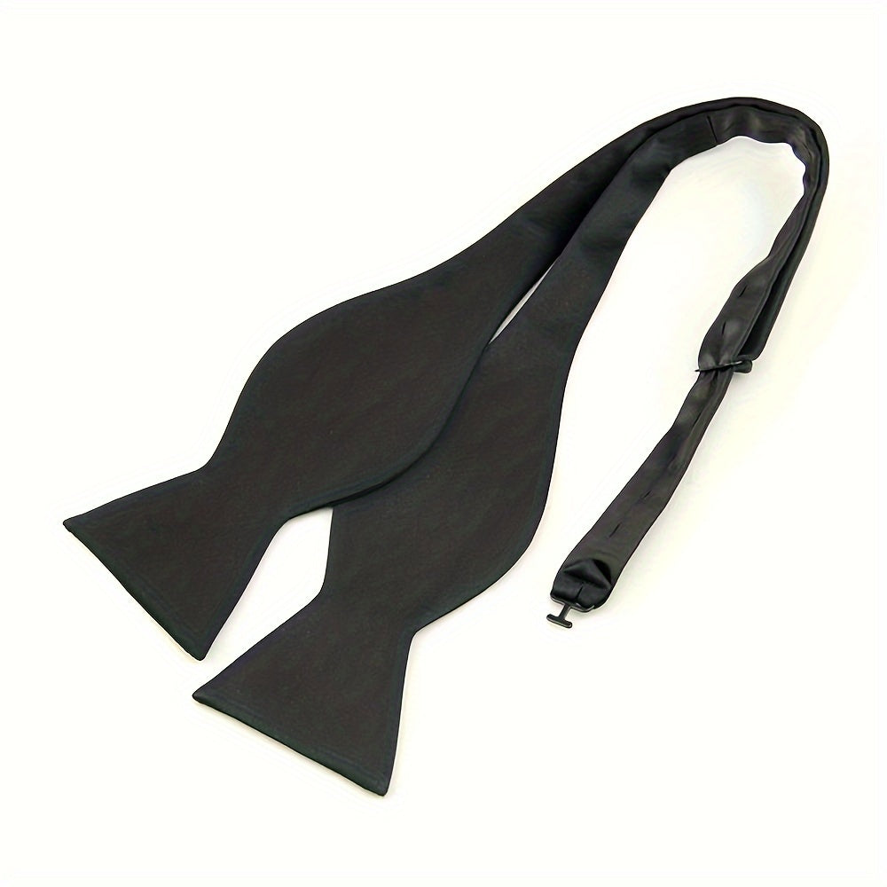 Men's Bow Tie for Weddings and Formal Events Black Satin Adjustable Accessory