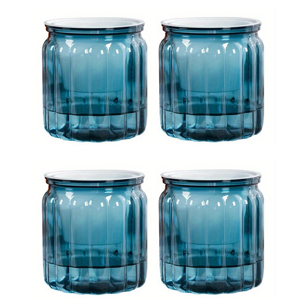 Juego de 4 macetas modernas de hidroponía con sistema de auto-riego y diseño a rayas para uso en interiores y exteriores