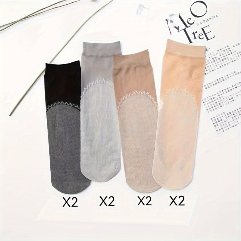 Women's Mesh Socks 4 Pairs Non-Slip Sweat-Absorbing Flesh-Colored Short