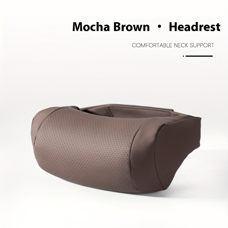 Luxury Car Seat Cushions Set for Headrest and Waist Support Nappa Leather