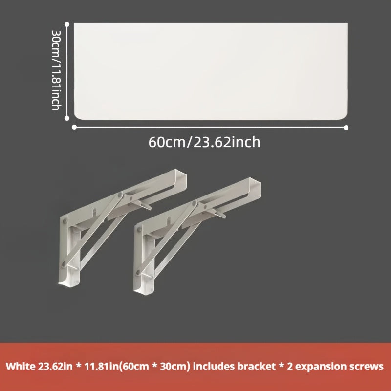 Белый деревянный настенный складной стол с регулируемой подставкой для компьютера и ноутбука из коркового материала, идеально подходящий для организации пространства в домах и офисах, на кухнях и в общежитиях.