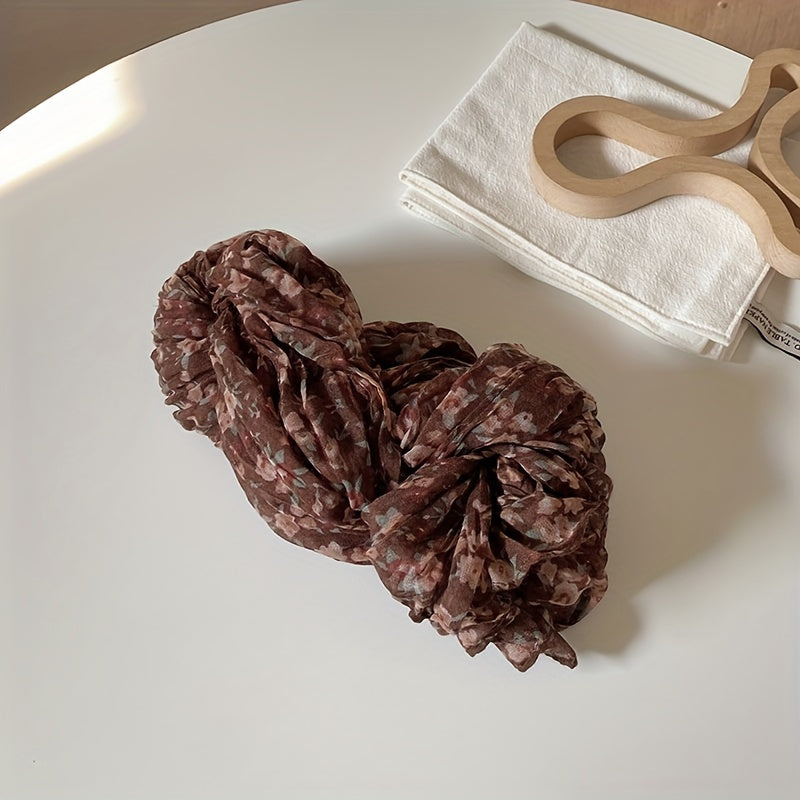 Women's Summer Sunscreen Scarf Floral Print Linen Thin Breathable Vintage Style