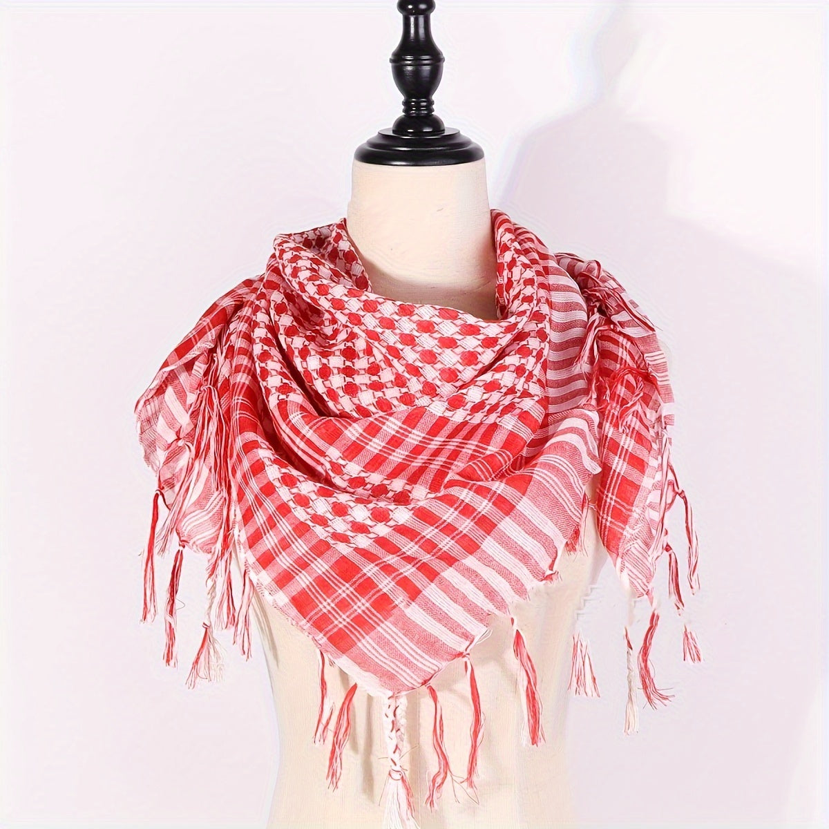 Striped Knitted Polyester Keffiyeh Scarf for Men and Women Casual Wrap
