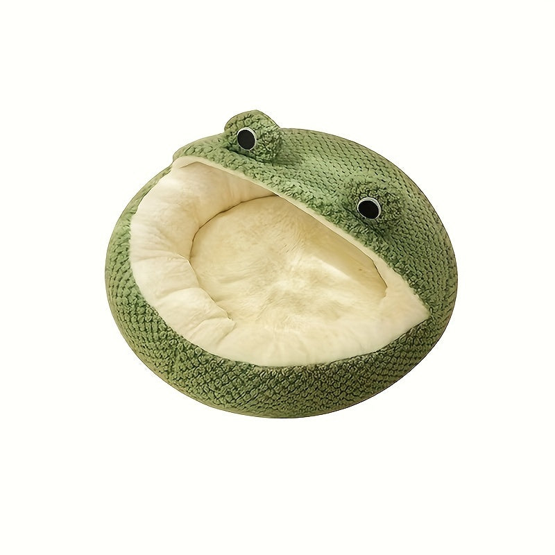 Cozy Frog-Design Cat Bed for Small Cats Polyester Fiber Modern Style