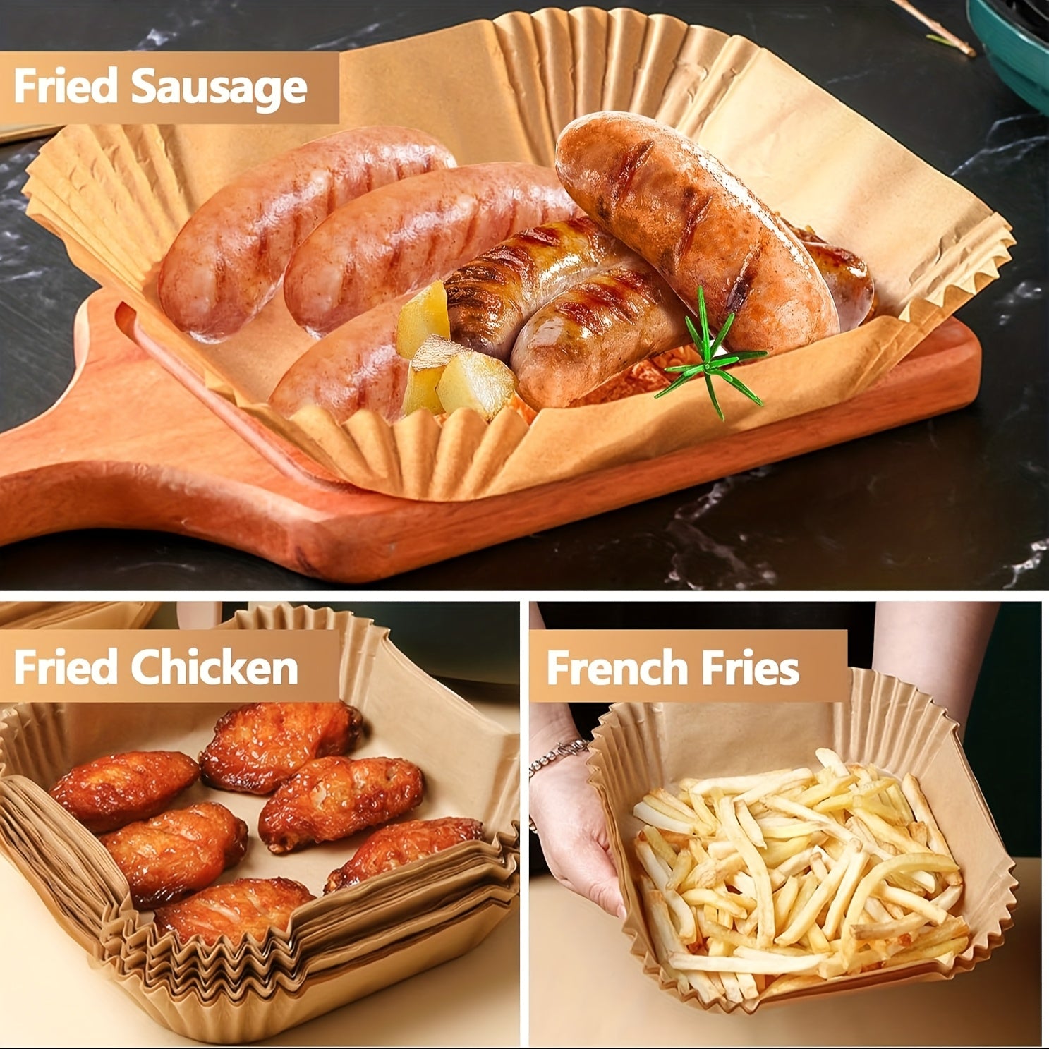 50/100 шт. Многоразовые принадлежности для вечеринок для аэрогриля, пергамент для выпечки, кухонные аксессуары