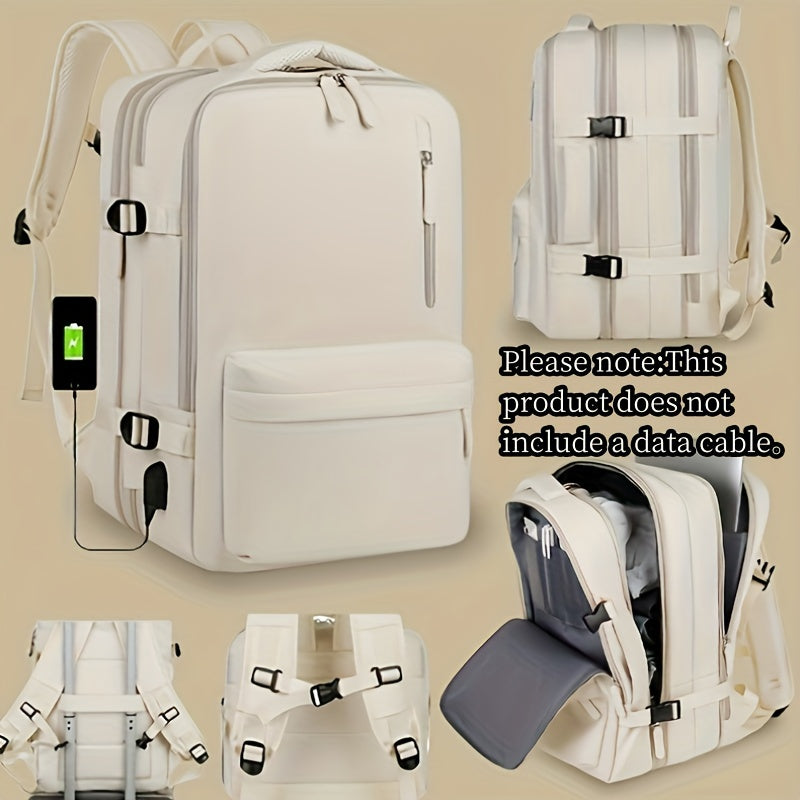 Durable Oxford Travel Backpack with Laptop Sleeve Trolley and USB Charging
