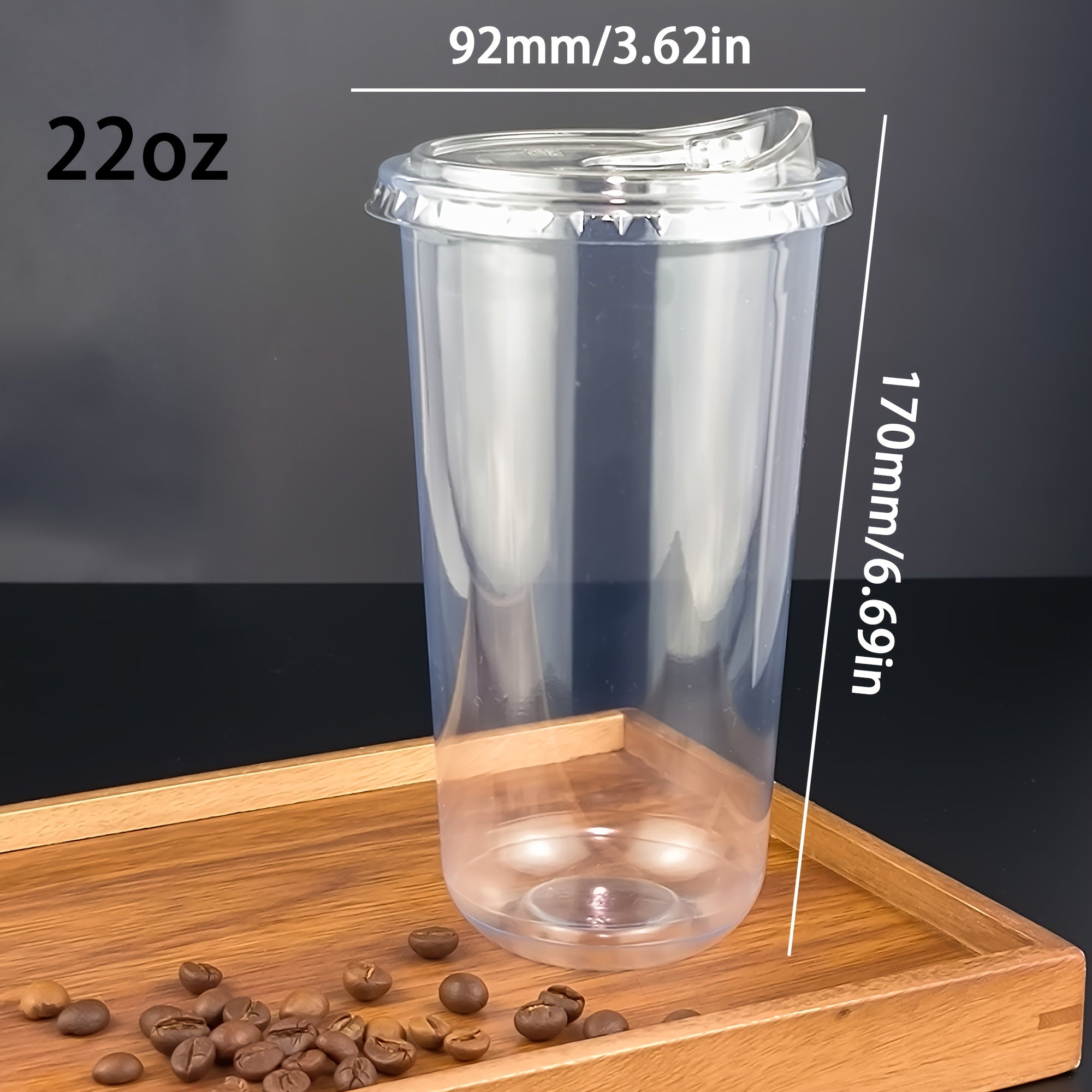 50 Pack Clear Disposable PET Plastic Cups with Lids for Coffee and Drinks