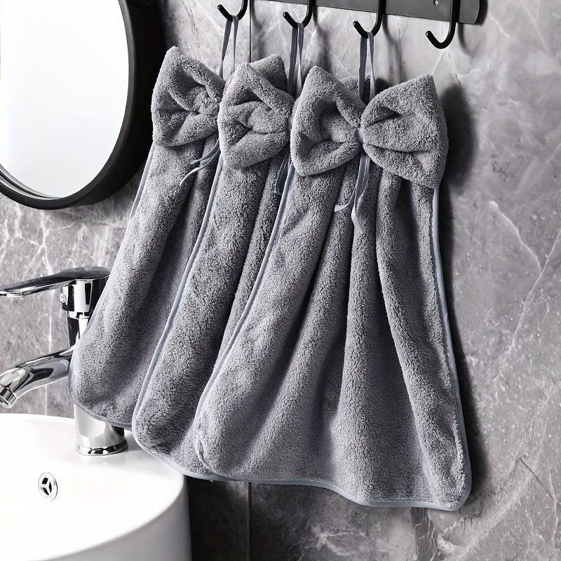 3-Piece Kitchen Towel Set Absorbent Quick-Drying Bowknot Skirt Pattern Household Cleaning