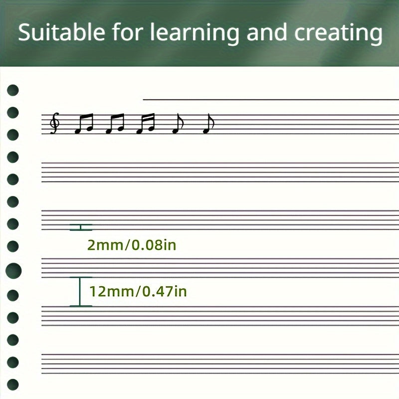 B5 Music Notebook with 60 Sheets Removable Loose-Leaf for Music Notation