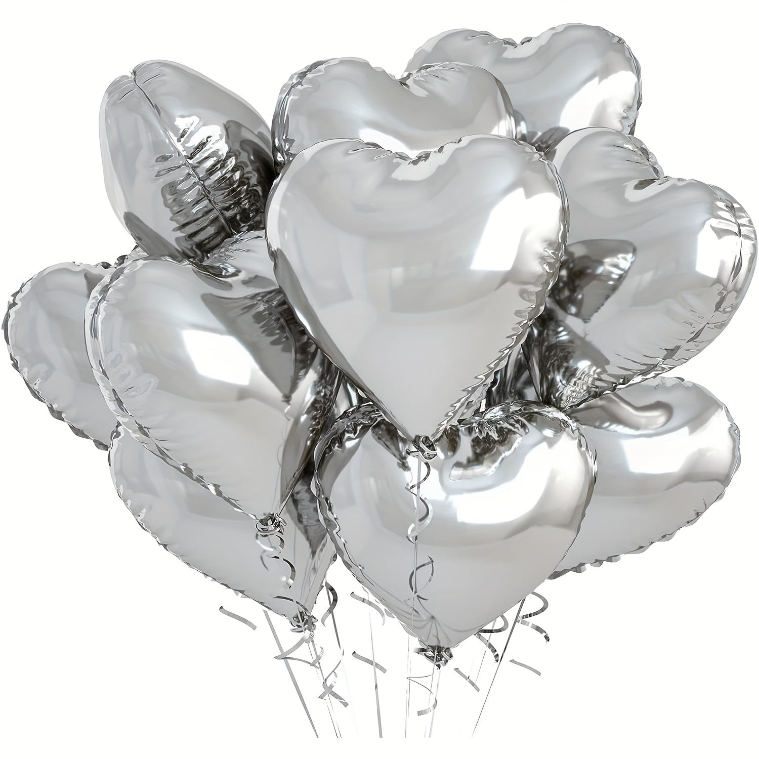 10-Pack Heart-Shaped Aluminum Foil Balloons for Valentine's Day Birthdays and Celebrations