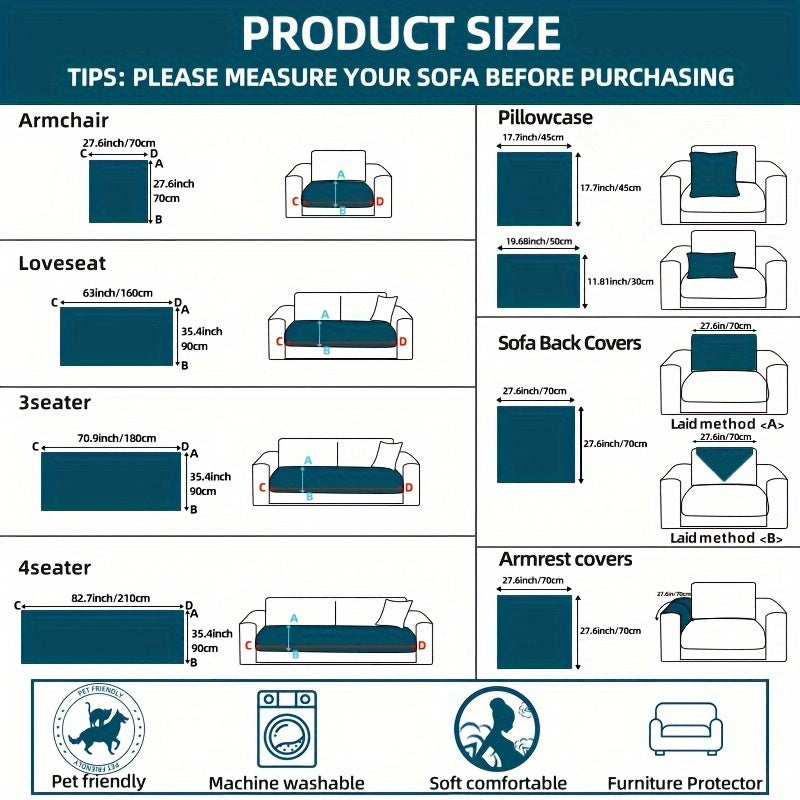 Qalin plush divan qoplamasi bohemian shik uslubida, uy hayvonlari uchun qulay va dog'larga chidamli. Mashinada yuvish mumkin va bitta to'rt o'rindiqli divanlar uchun bir nechta ranglarda mavjud.